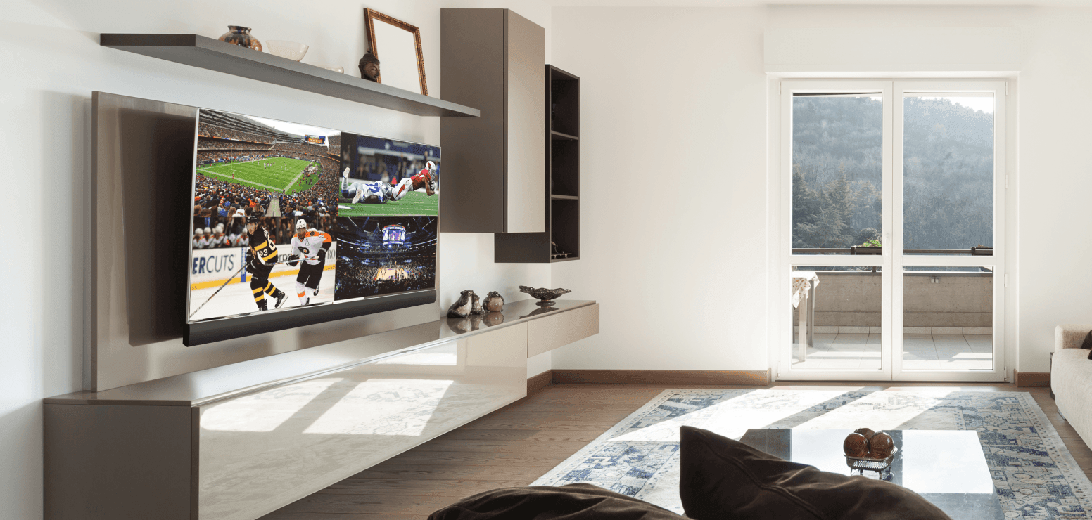 Savant Audio System with custom TV mount and home automation control