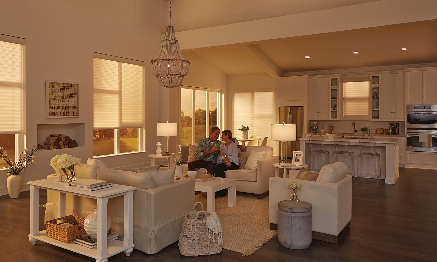 Lutron wall-mounted dimmer switch in a modern kitchen setting, providing intuitive lighting control.