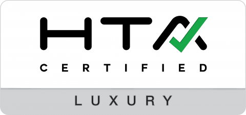 HTA Certified Luxury badge, featuring the HTA logo with a distinction for luxury certified design partners.