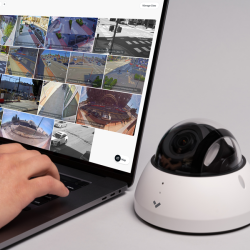 Verkada camera monitoring system displaying live video feed of exterior perimeter