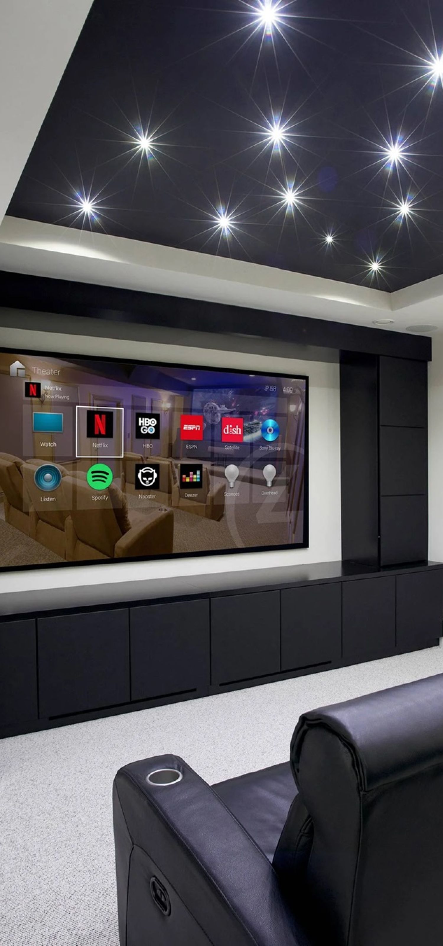 Enjoy a cinematic experience with our ceiling starlight solutions for your dedicated home theater.