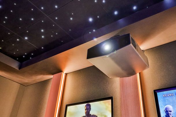 Movie theater with mounted projector