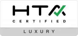 HTA Certified Luxury badge, featuring the HTA logo with a distinction for luxury certified design partners.