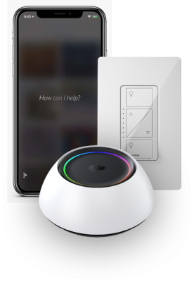 Voice control system in a modern home setting, demonstrating hands-free management of smart devices.
