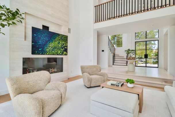 Calabasas living room with custom TV and mount installation