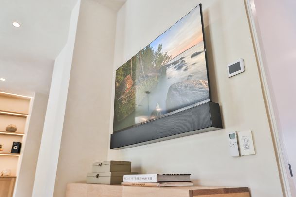 Calabasas primary bedroom TV and soundbar