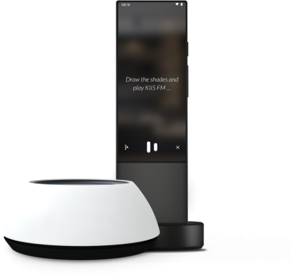 Voice control system in a modern home setting, demonstrating hands-free management of smart devices.