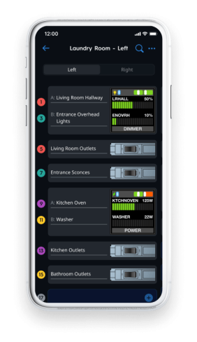 Savant Power Room Dashboard screen in an iPhone
